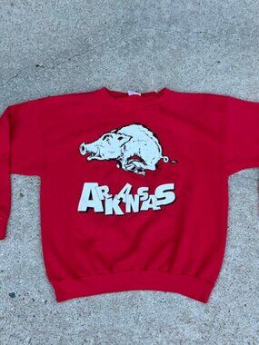 Vintage 90s Arkansas Razorbacks Red Running Hog Crewneck Sweatshirt Mens XL